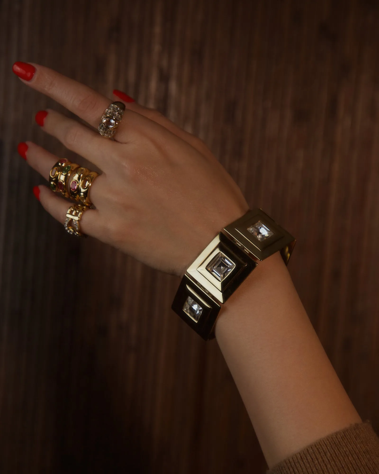 Vintage Modernist Gold Step Bracelet
