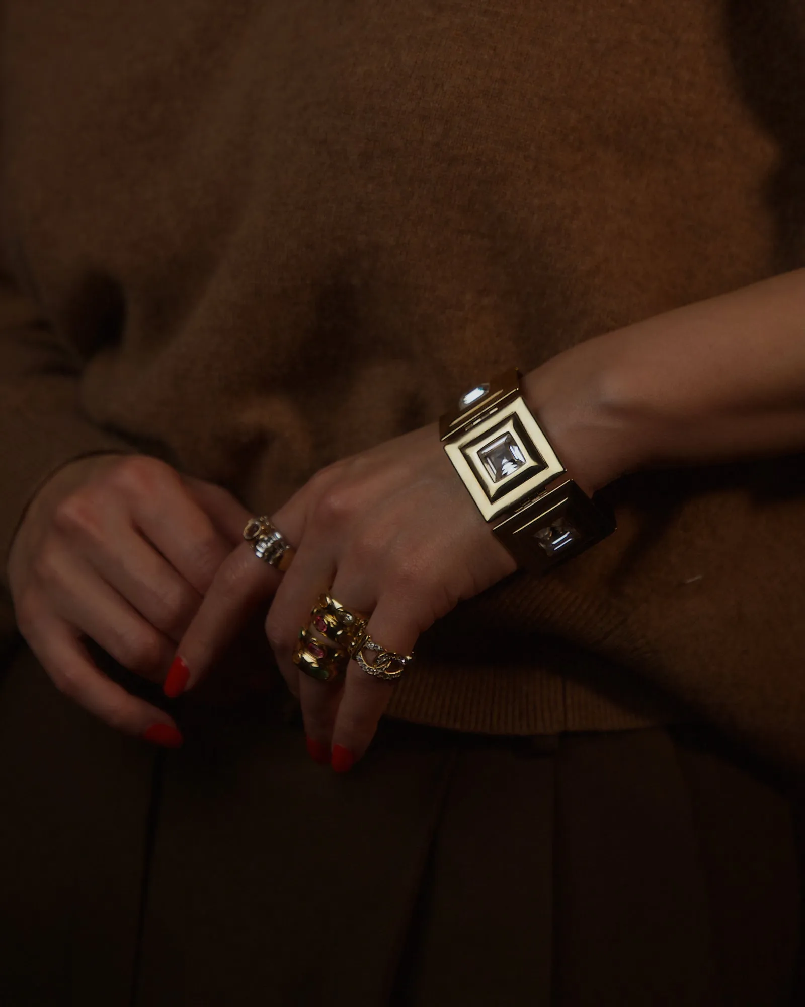 Vintage Modernist Gold Step Bracelet