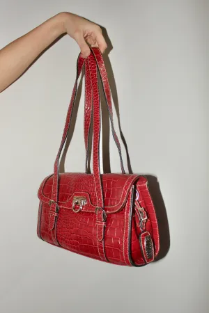 Vintage Textured Cherry Red Messenger Purse