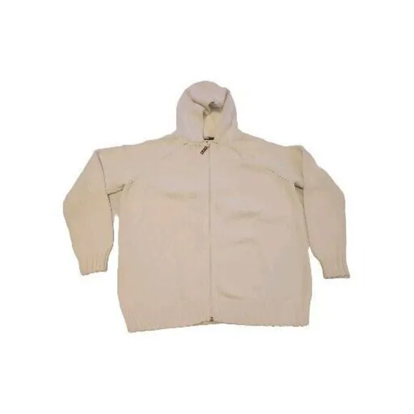 Vintage Tommy Hilfiger Womens Sz 1X Hooded Full Zip Sweater White