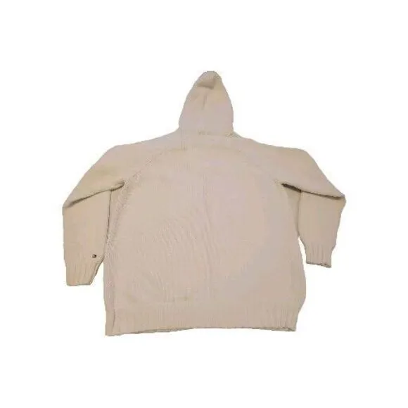 Vintage Tommy Hilfiger Womens Sz 1X Hooded Full Zip Sweater White