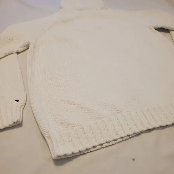 Vintage Tommy Hilfiger Womens Sz 1X Hooded Full Zip Sweater White