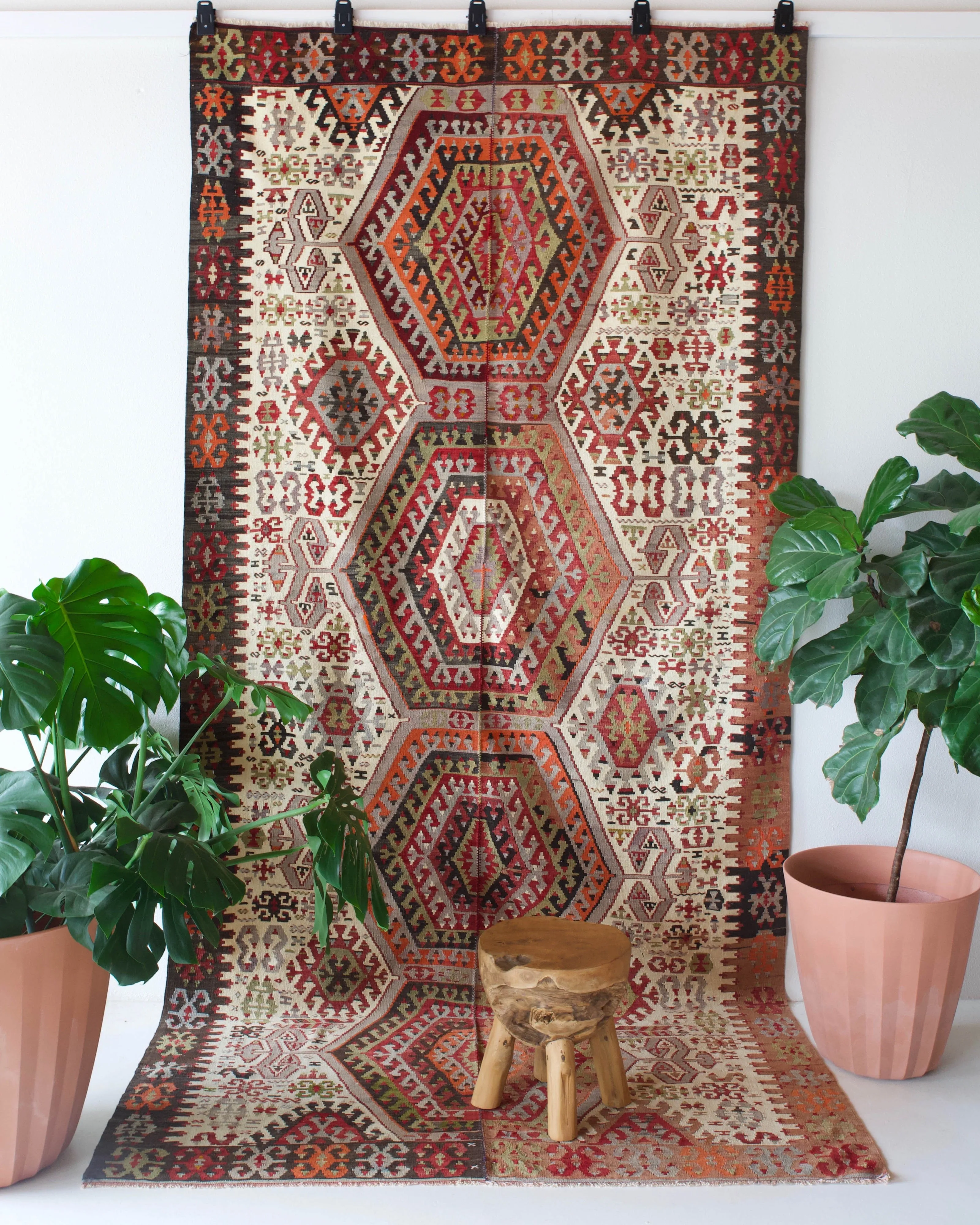 Vintage Turkish Oushak Kilim Rug 5'8"x12'
