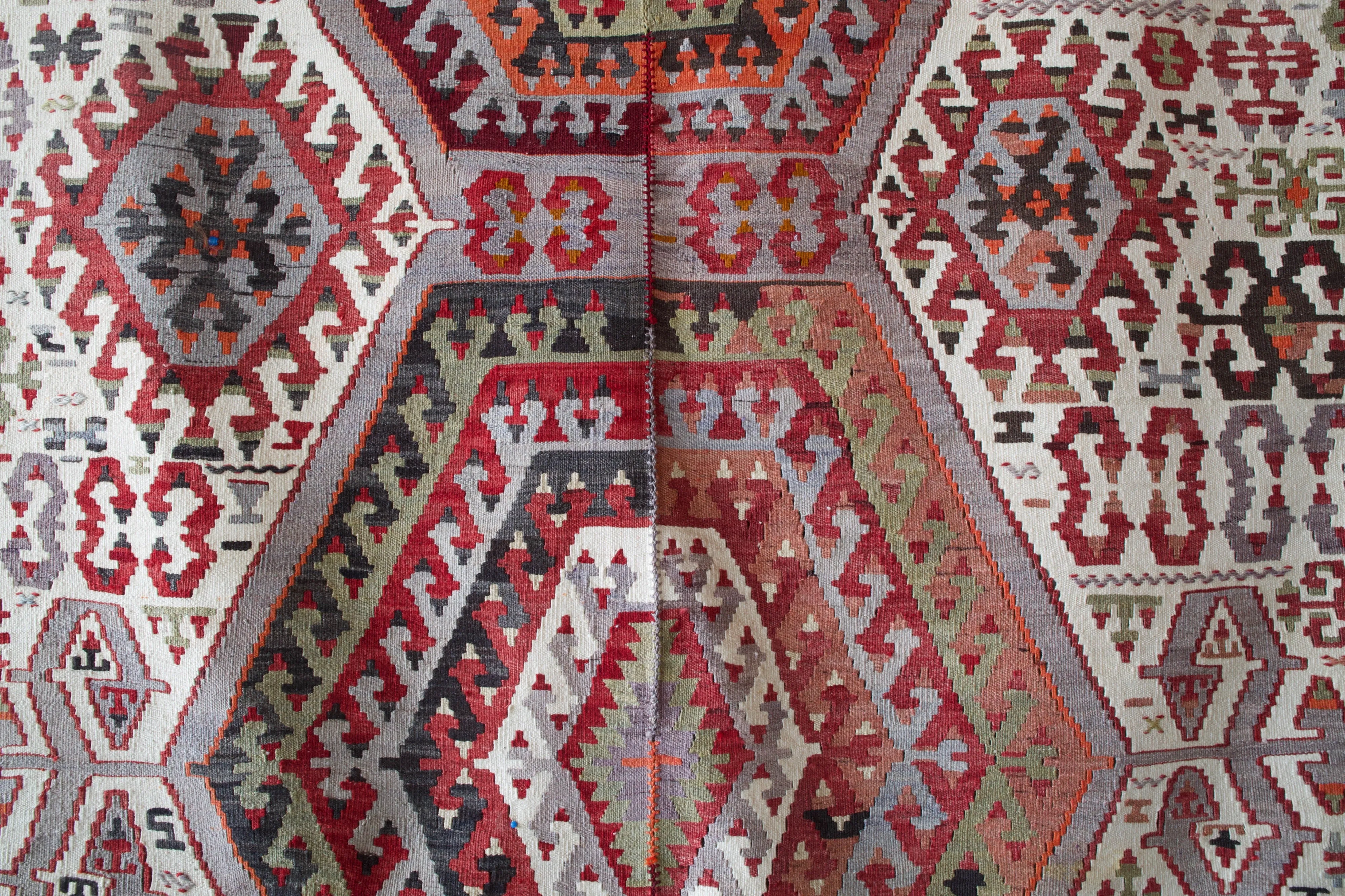 Vintage Turkish Oushak Kilim Rug 5'8"x12'