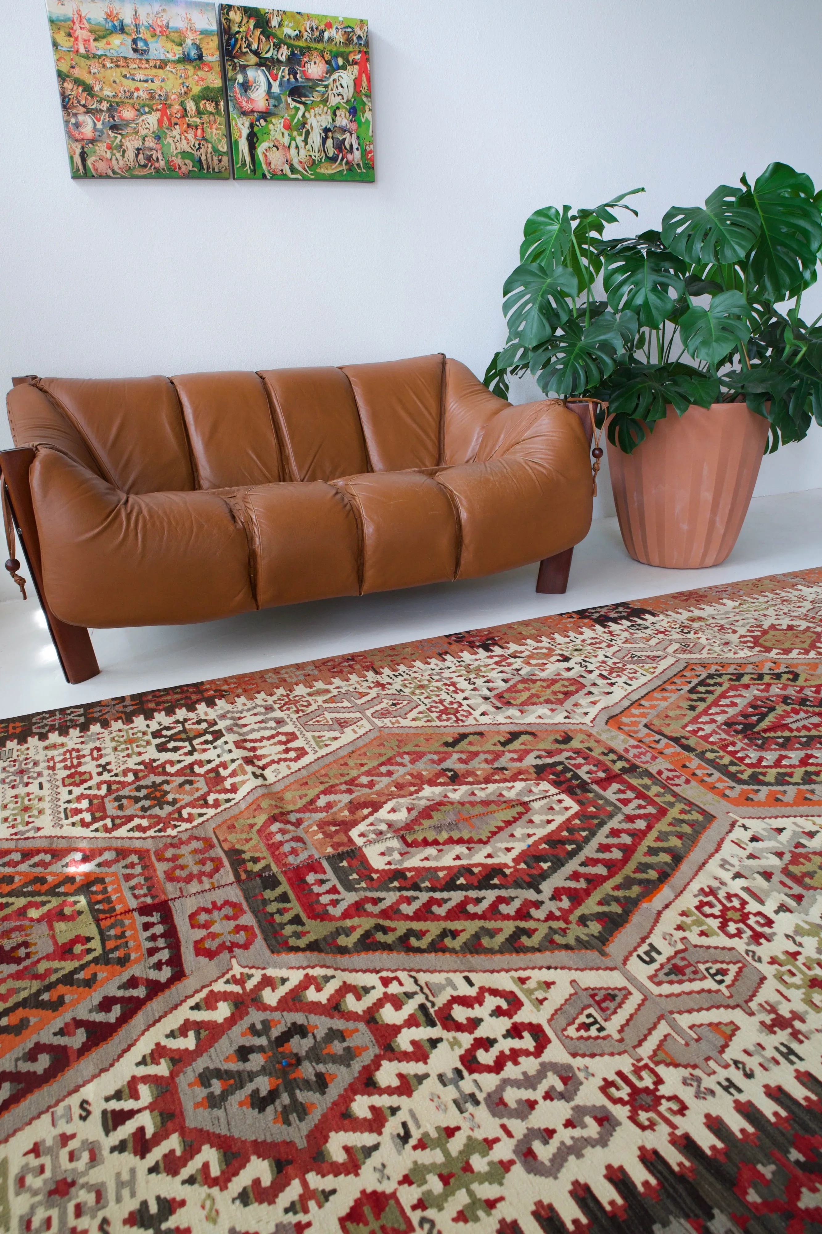 Vintage Turkish Oushak Kilim Rug 5'8"x12'