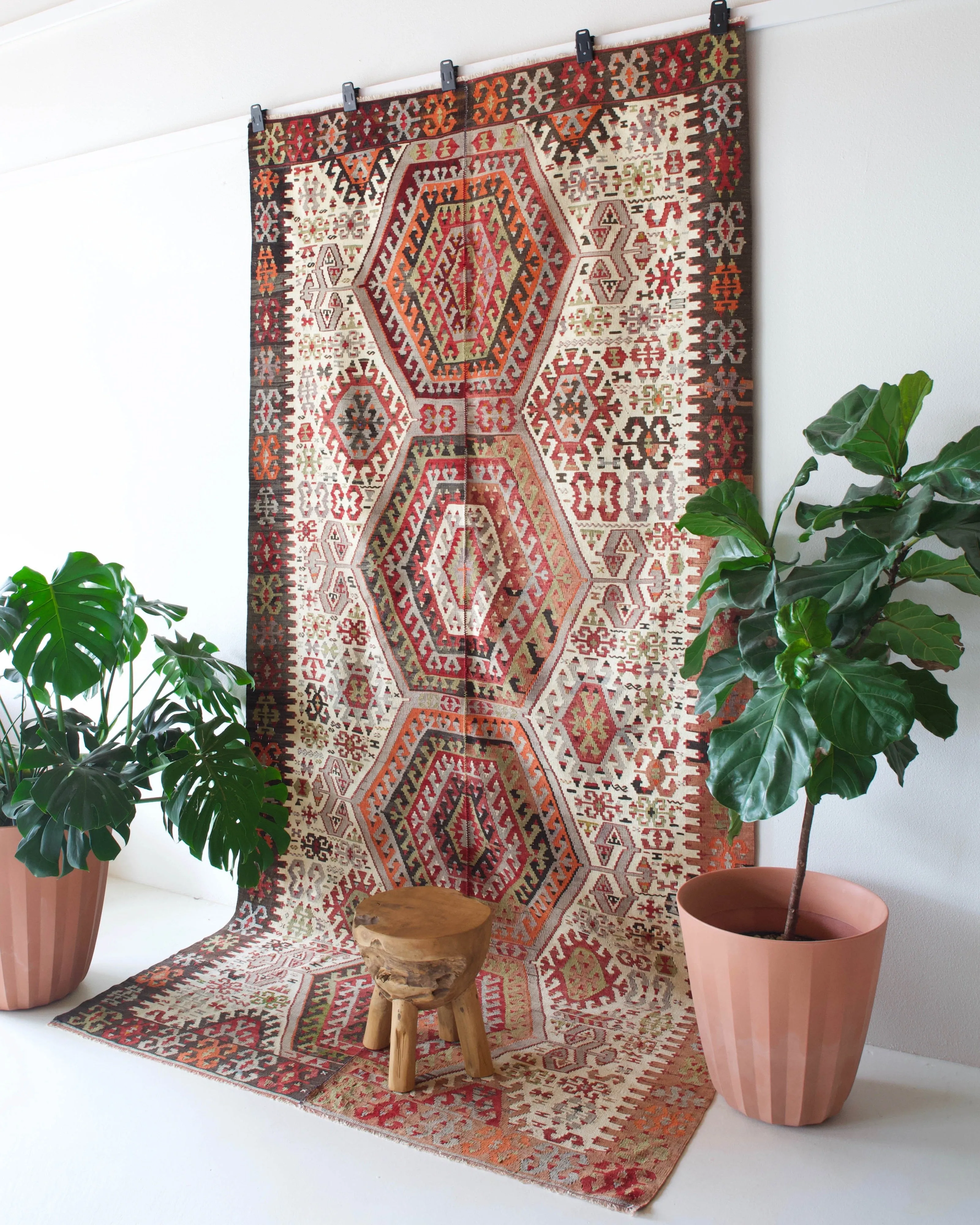 Vintage Turkish Oushak Kilim Rug 5'8"x12'