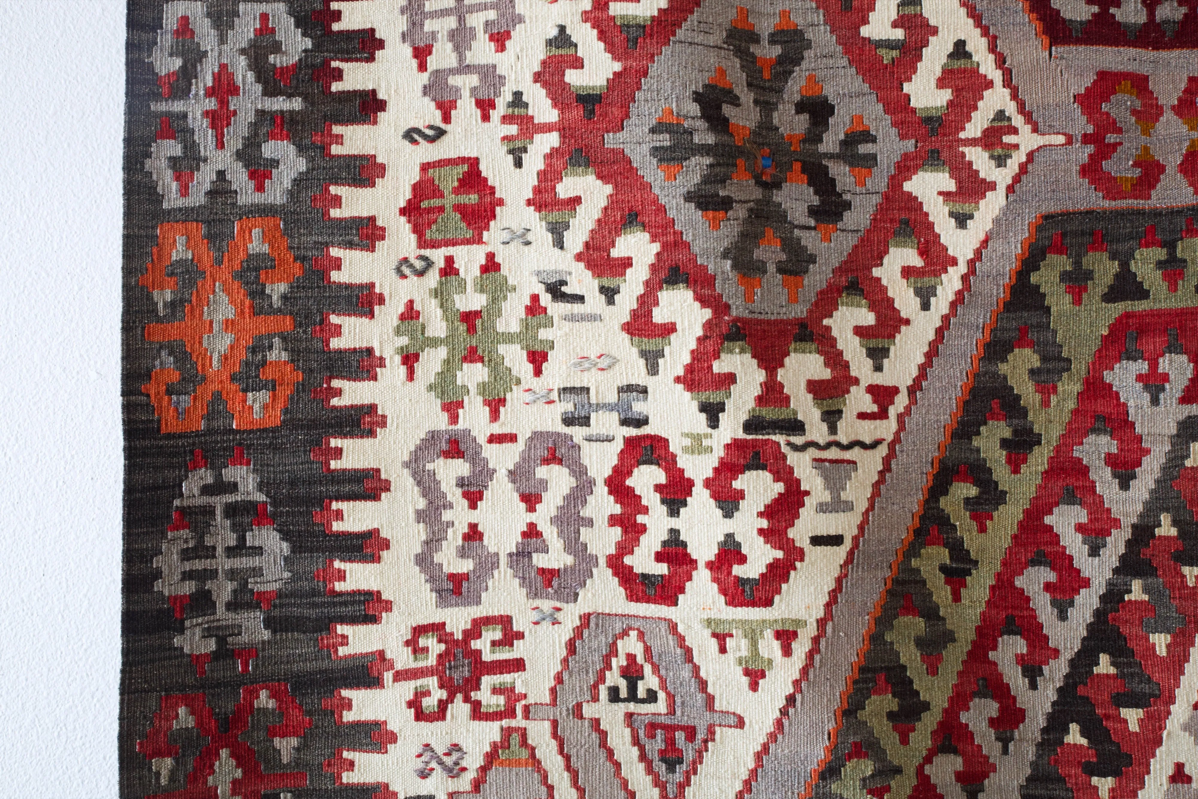 Vintage Turkish Oushak Kilim Rug 5'8"x12'