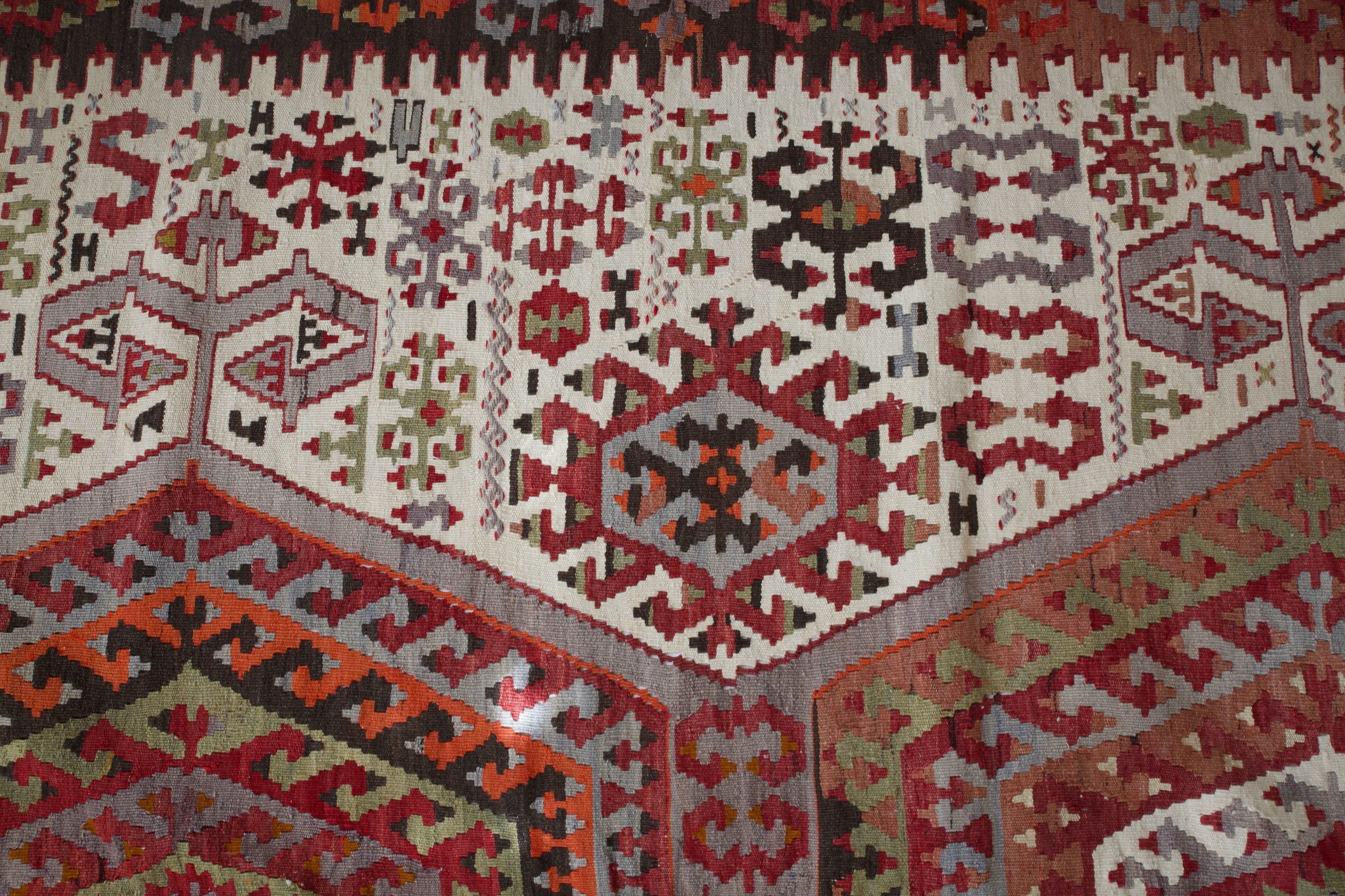 Vintage Turkish Oushak Kilim Rug 5'8"x12'