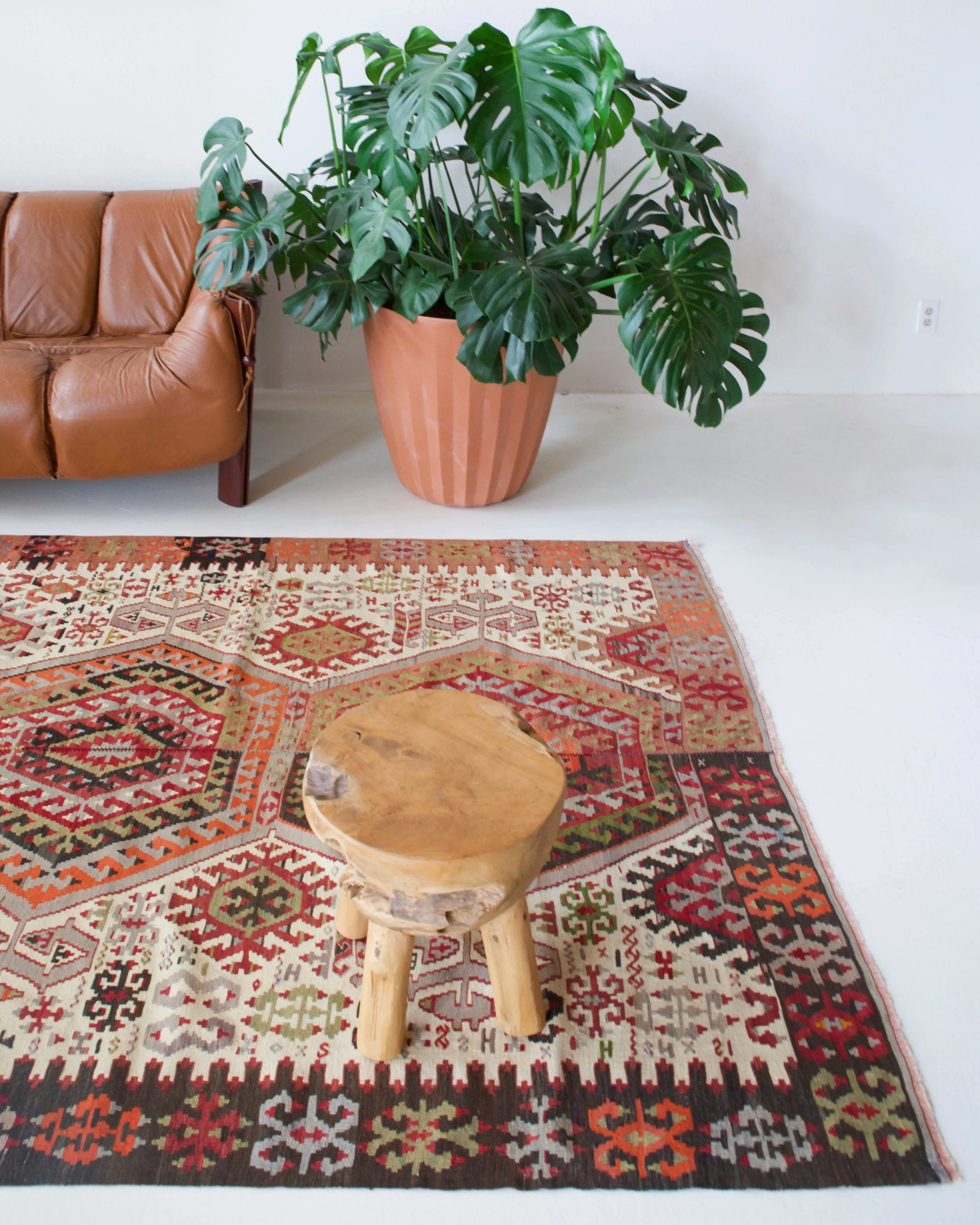 Vintage Turkish Oushak Kilim Rug 5'8"x12'