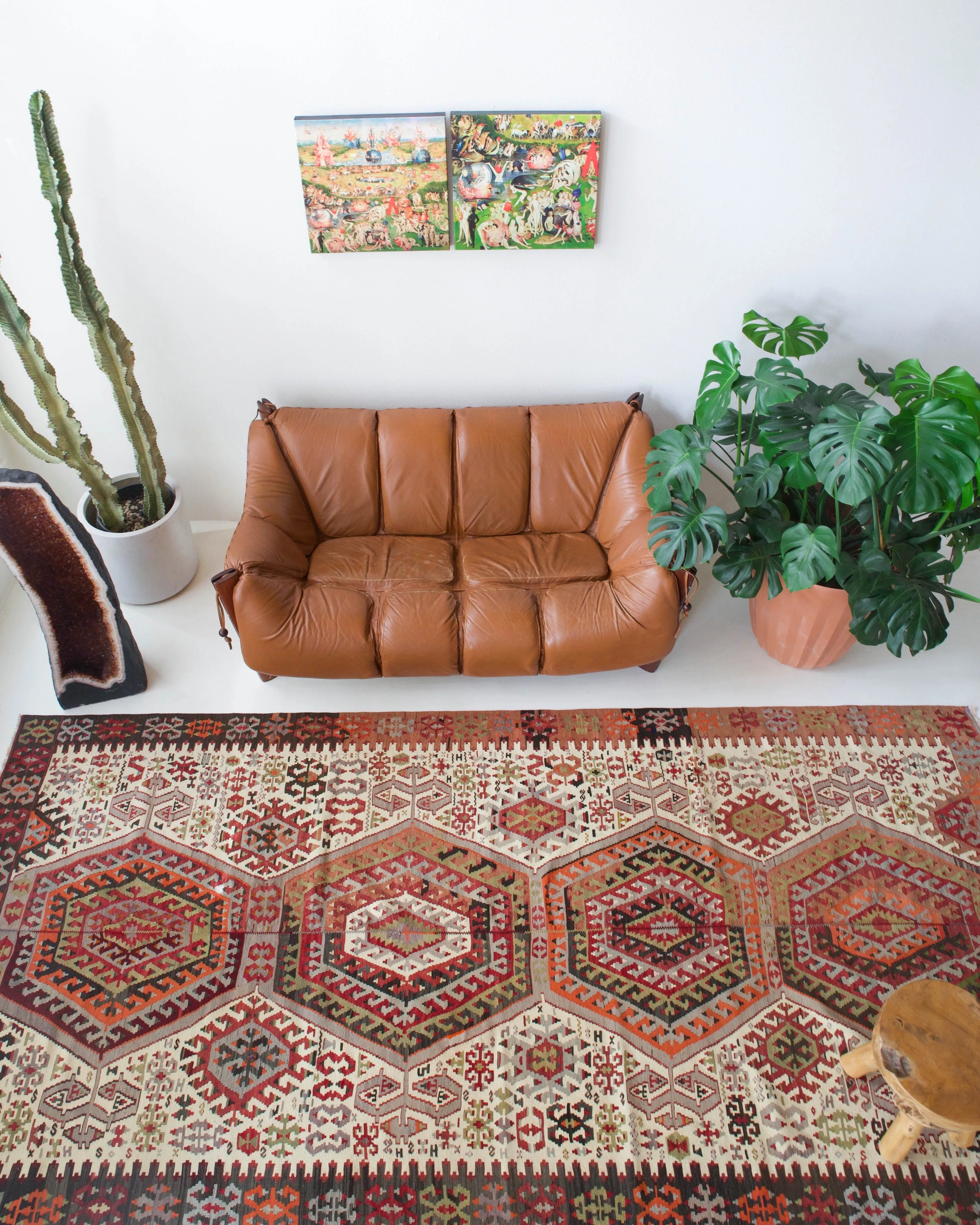 Vintage Turkish Oushak Kilim Rug 5'8"x12'