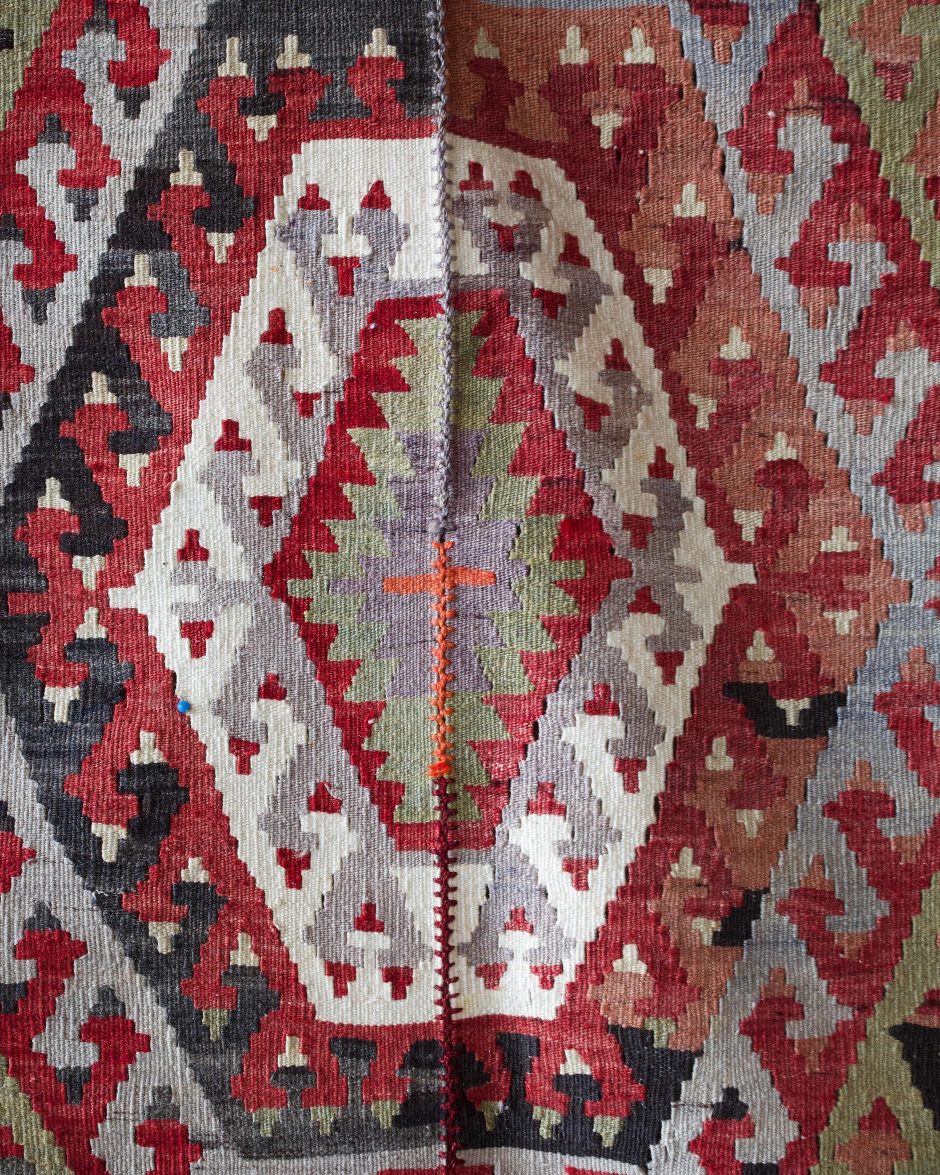 Vintage Turkish Oushak Kilim Rug 5'8"x12'
