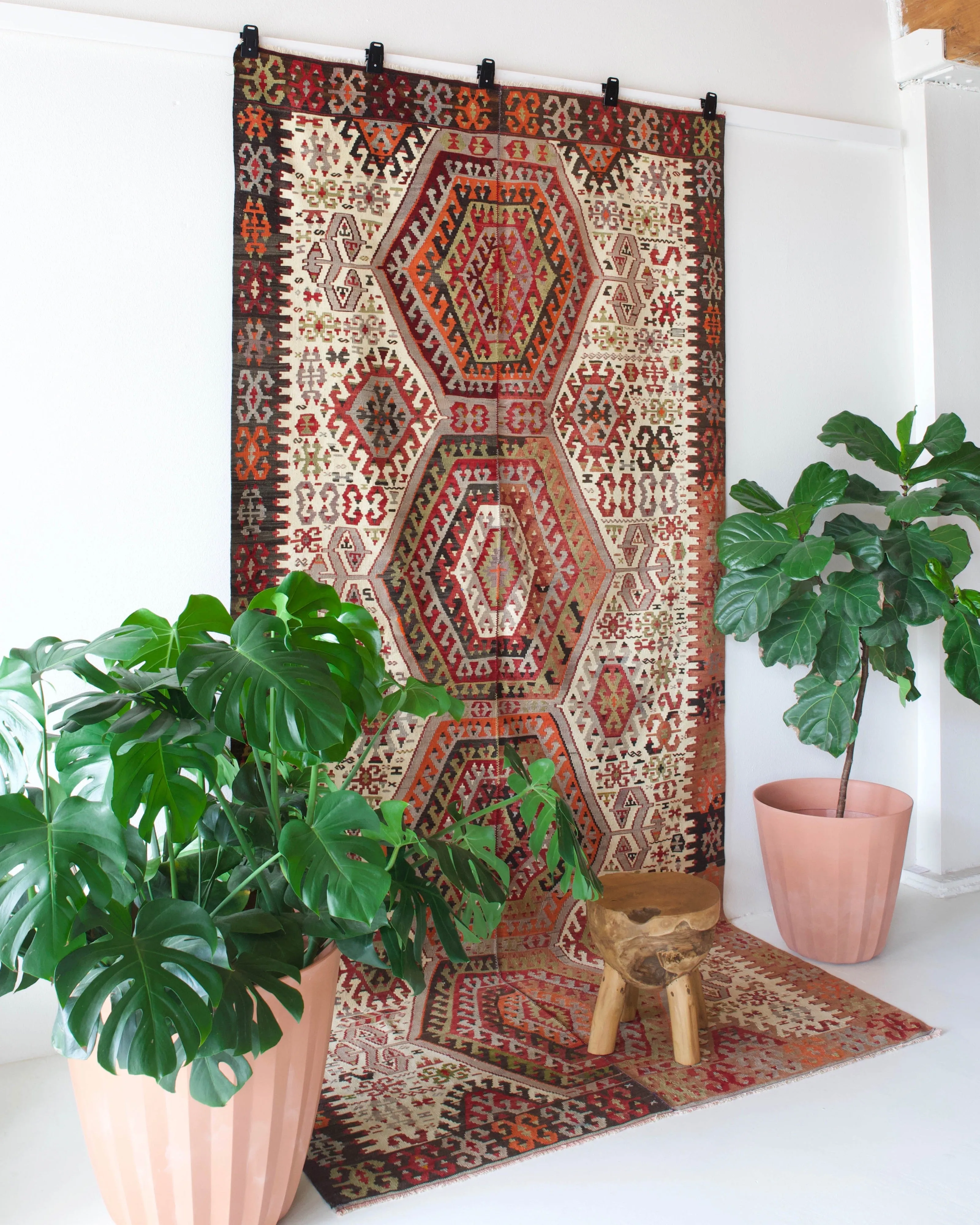 Vintage Turkish Oushak Kilim Rug 5'8"x12'