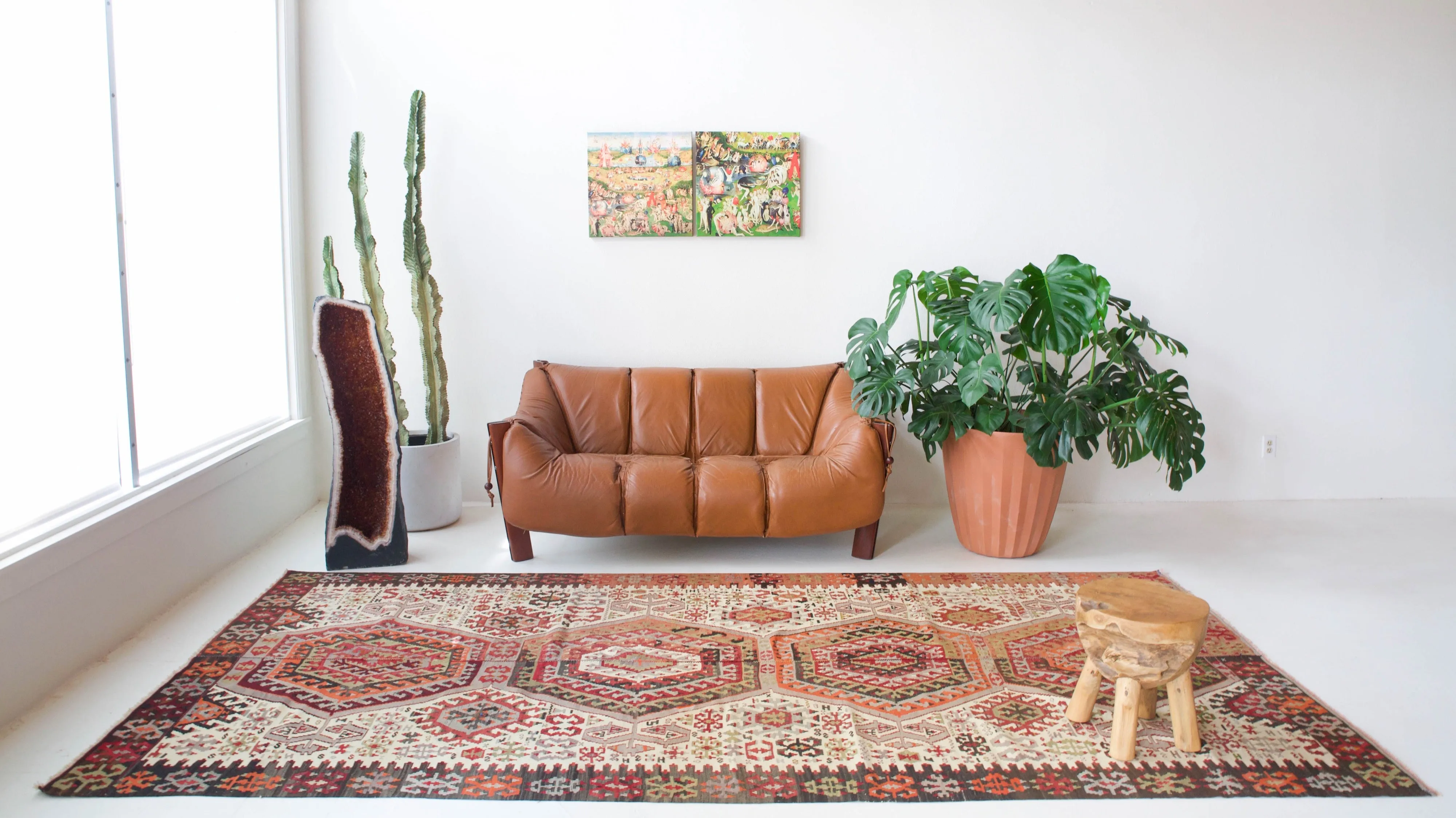 Vintage Turkish Oushak Kilim Rug 5'8"x12'