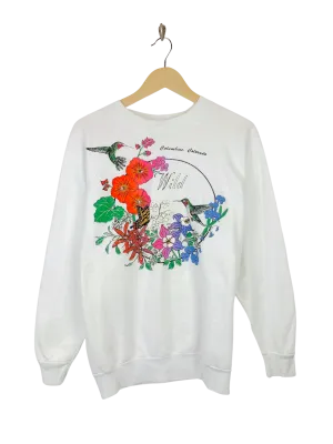 VTG Wild Flower Bird Garden Sweater (L)