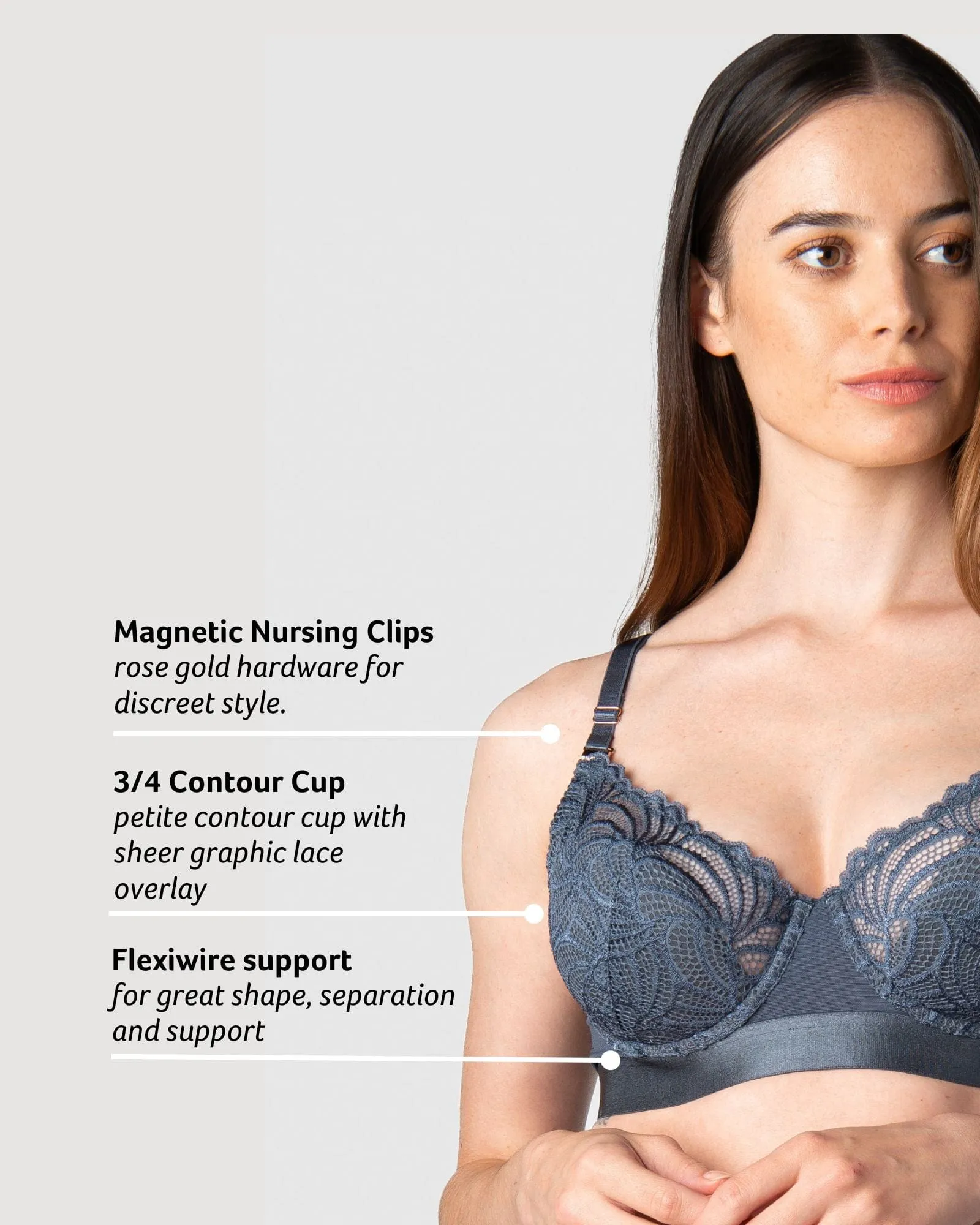 Warrior Demi Nursing Bra - Slate