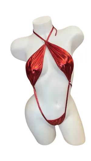 Wet Look Sling Shot Red