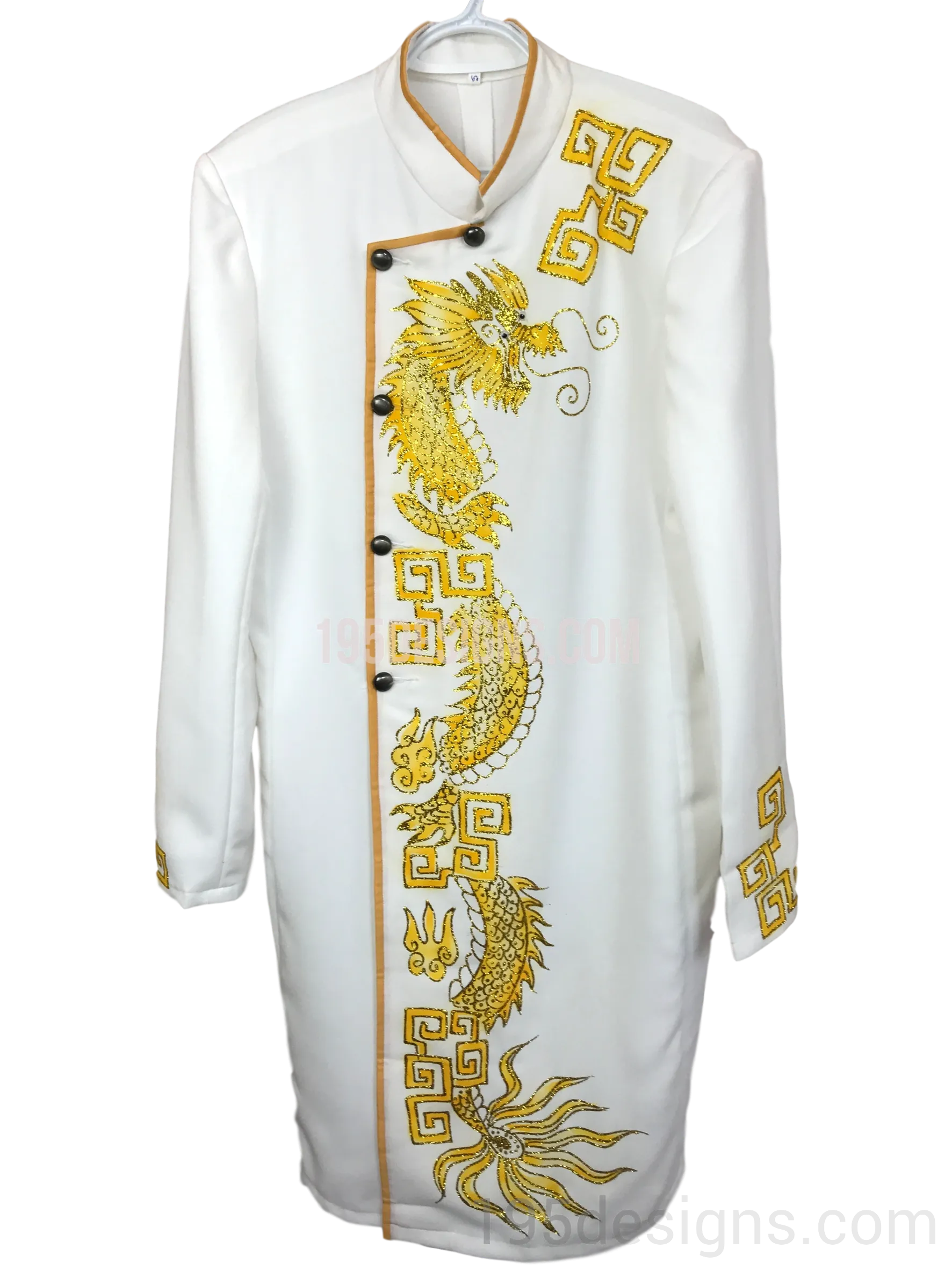 White Ao Dai Men - Trắng Nam Rồng Vải Cao Cấp Co Giản