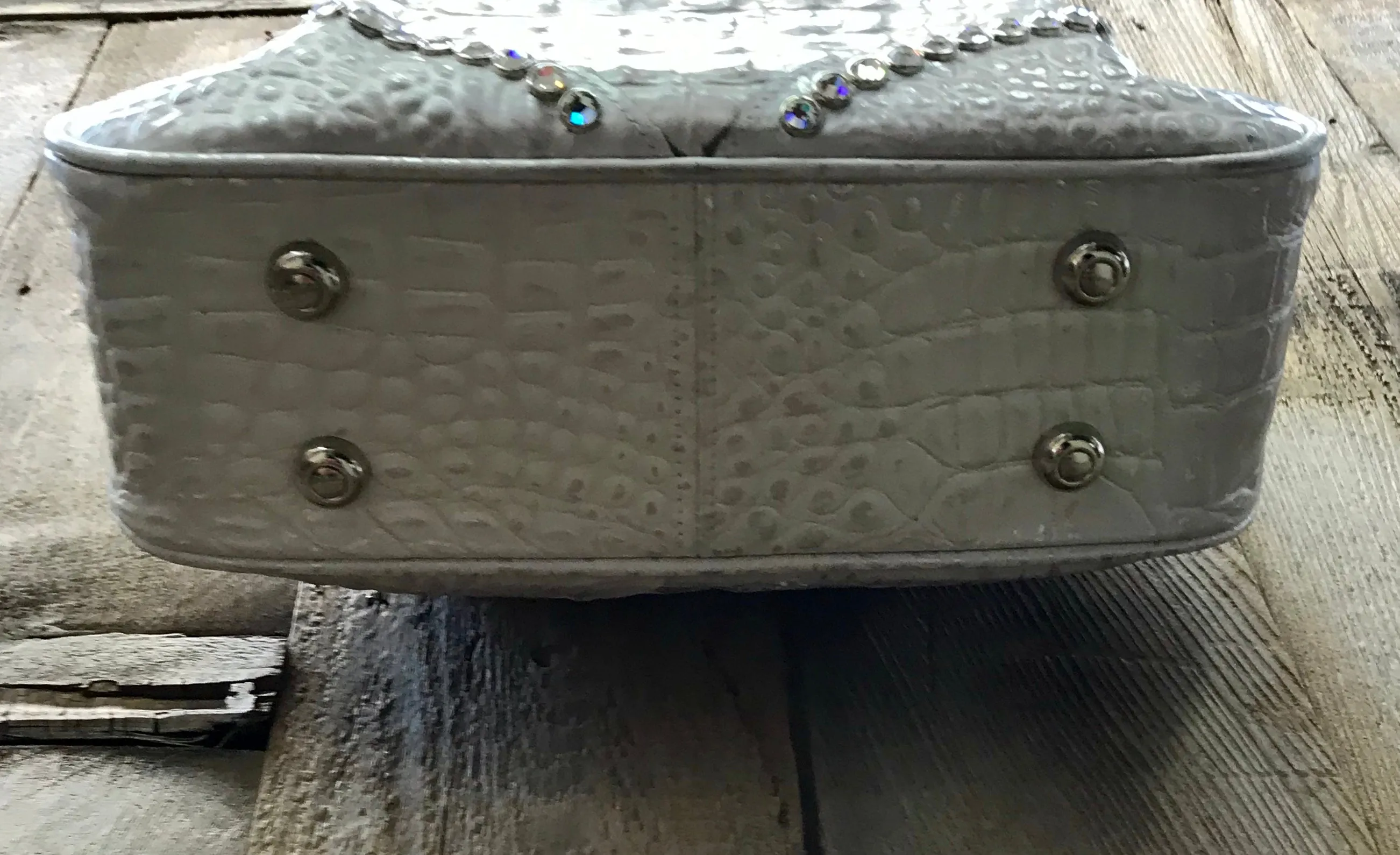 White Croc Leather Drawstring