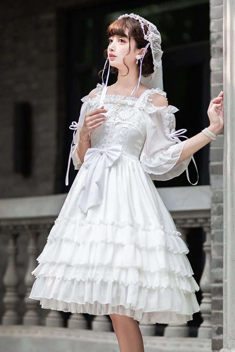 White Venus's Kiss Ruffled Multi-Layer Hanayome Elegant Classic Lolita Dress