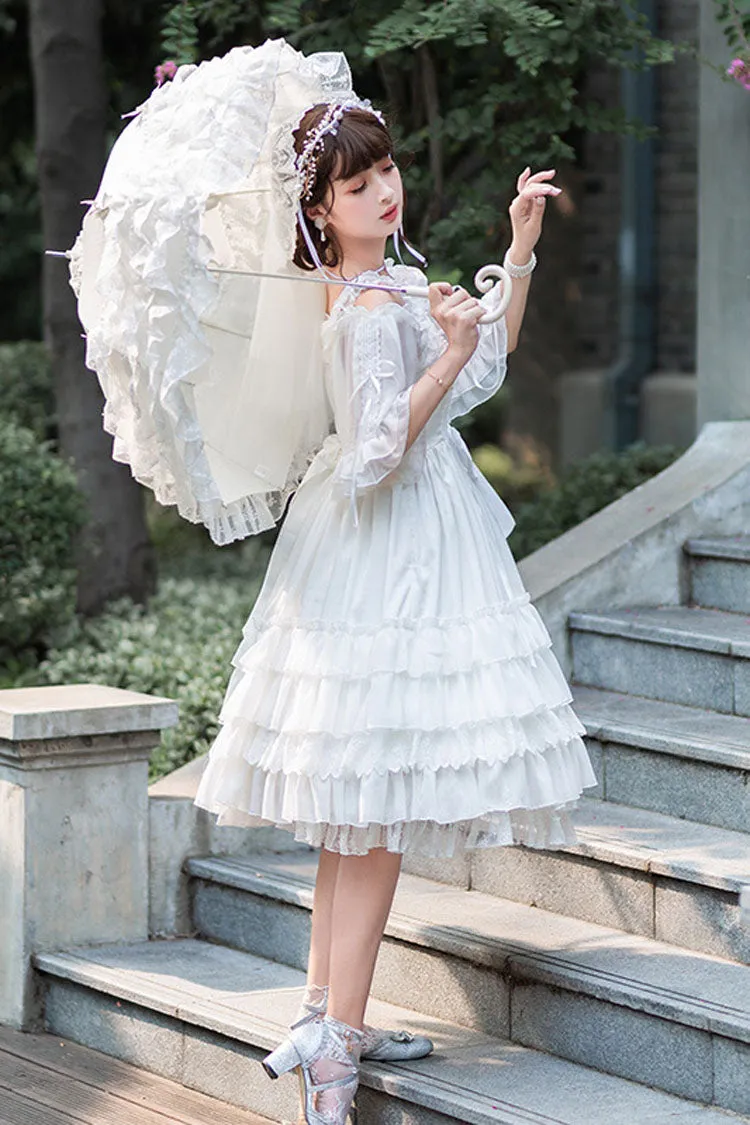 White Venus's Kiss Ruffled Multi-Layer Hanayome Elegant Classic Lolita Dress