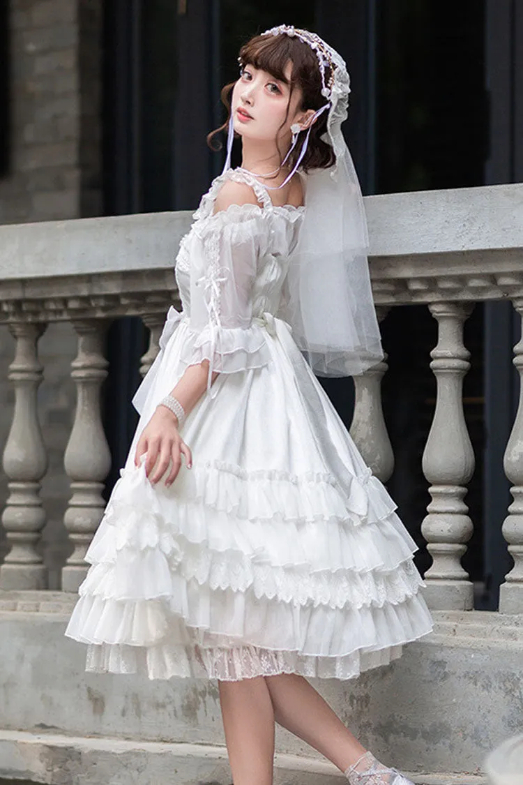 White Venus's Kiss Ruffled Multi-Layer Hanayome Elegant Classic Lolita Dress