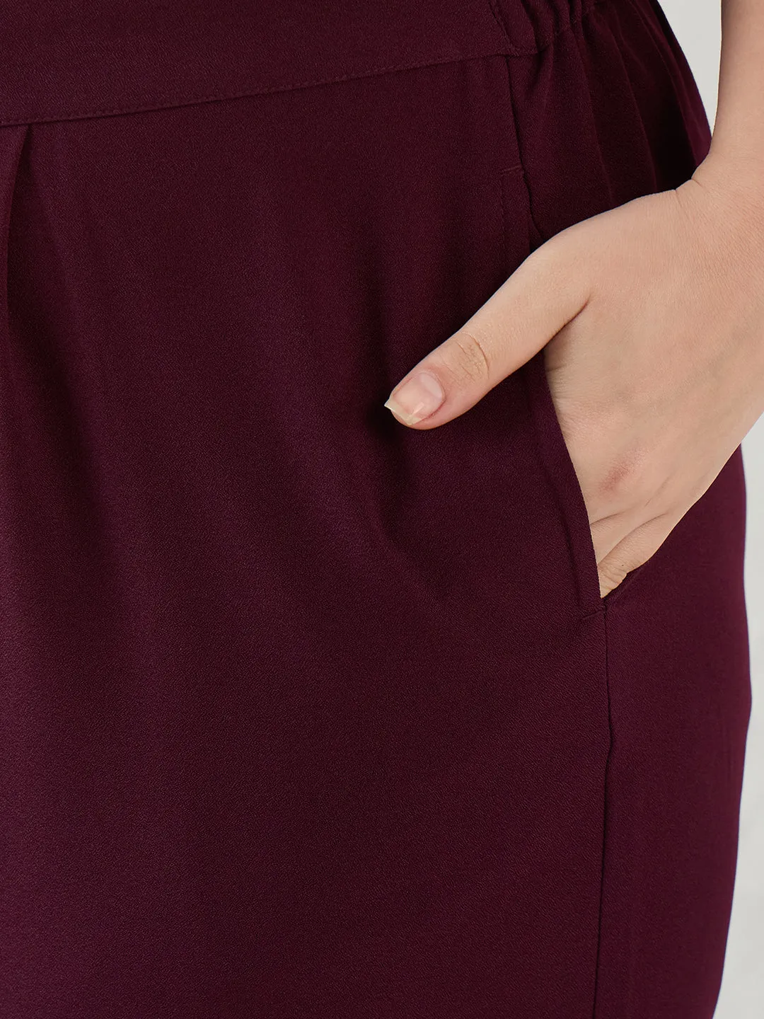 Wine V-Neck Co-Ord Set