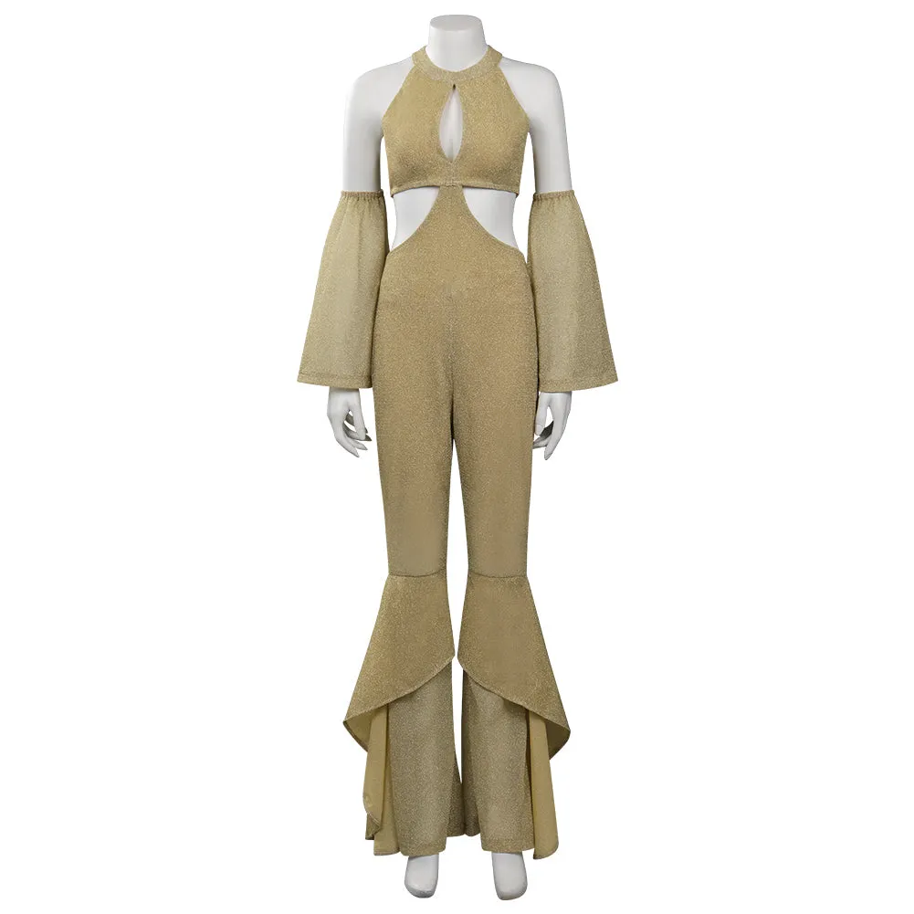 Women 1970s Retro Vintage Disco Jumpsuit Flares Pants Outfits Halloween Carnival Suit