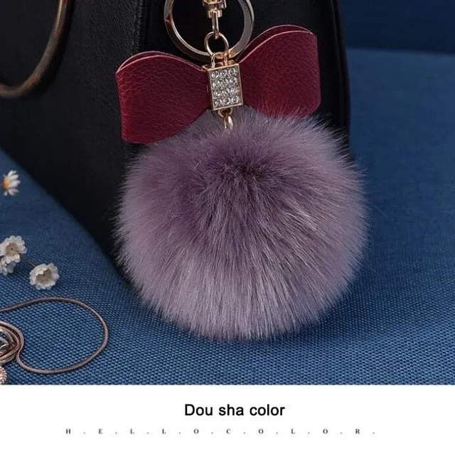 Women Trinkets Leather Bow Keychain