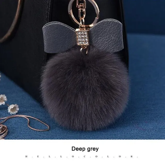 Women Trinkets Leather Bow Keychain