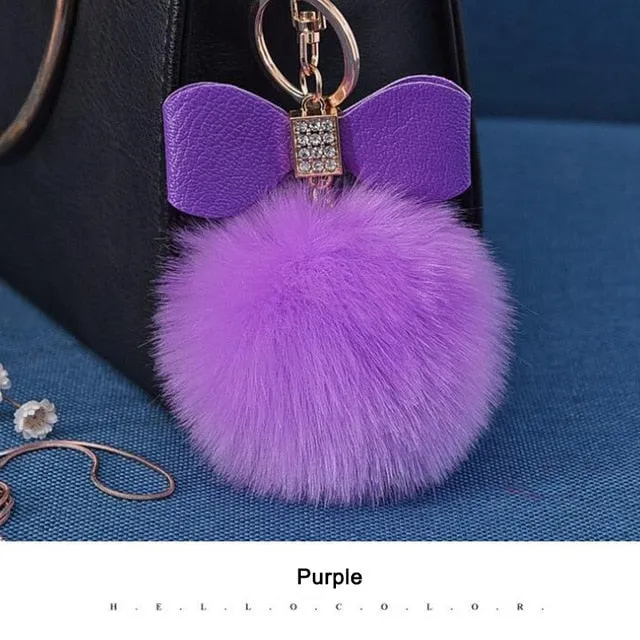 Women Trinkets Leather Bow Keychain