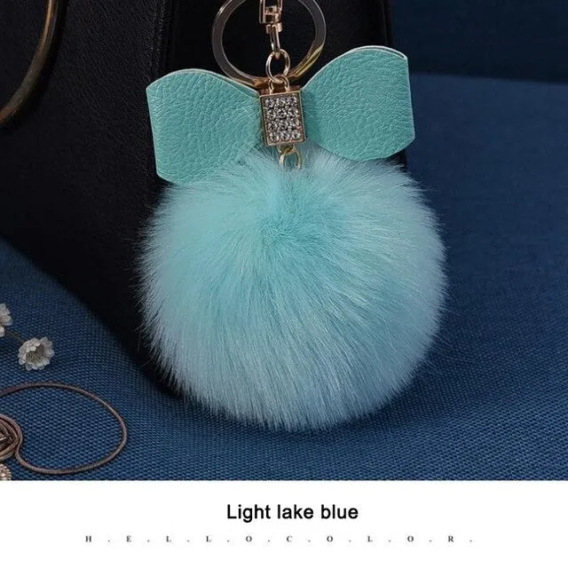 Women Trinkets Leather Bow Keychain