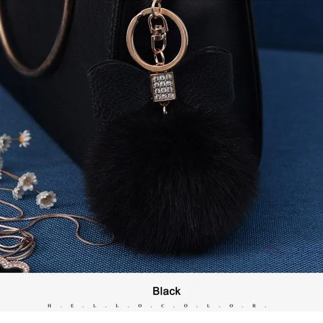 Women Trinkets Leather Bow Keychain