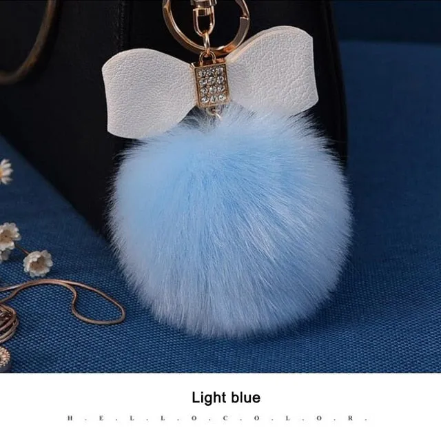 Women Trinkets Leather Bow Keychain
