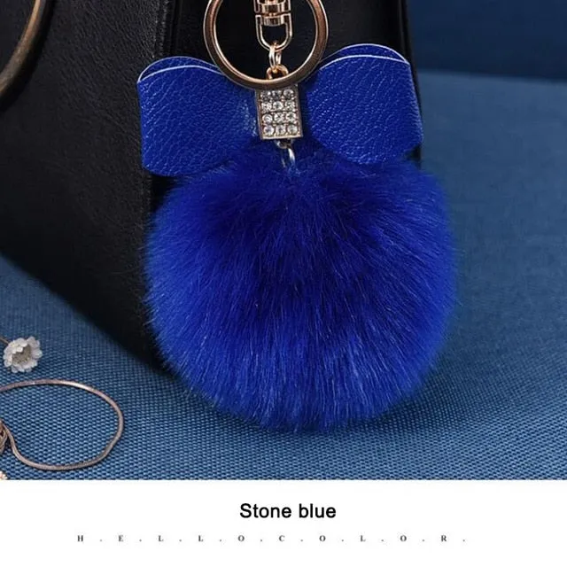 Women Trinkets Leather Bow Keychain