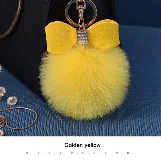 Women Trinkets Leather Bow Keychain