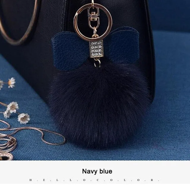 Women Trinkets Leather Bow Keychain
