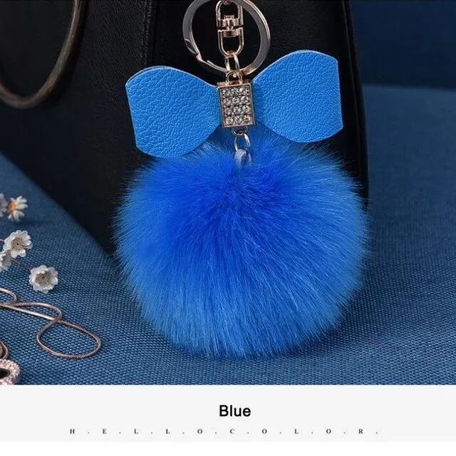 Women Trinkets Leather Bow Keychain