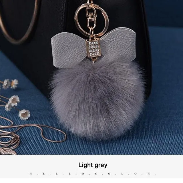 Women Trinkets Leather Bow Keychain