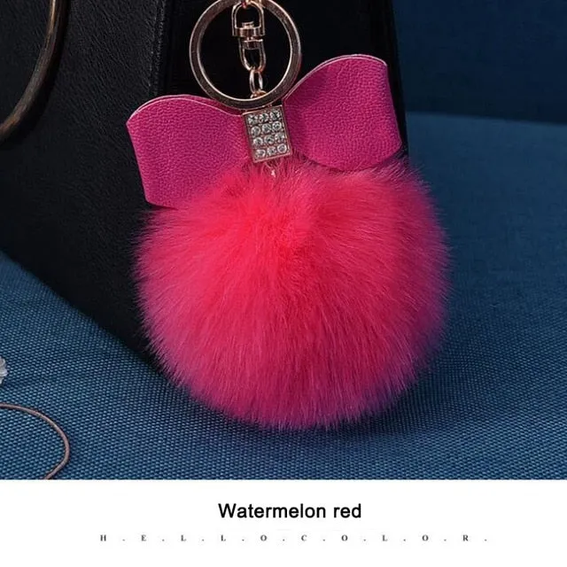 Women Trinkets Leather Bow Keychain