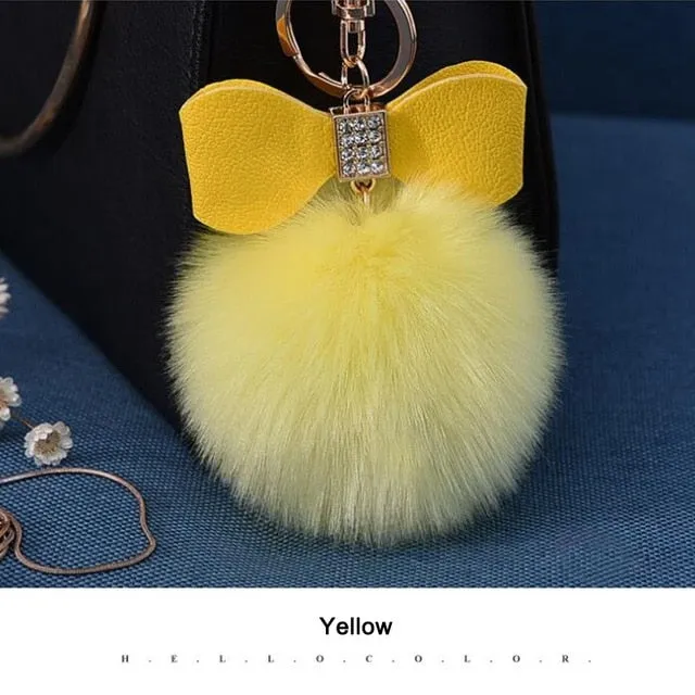 Women Trinkets Leather Bow Keychain