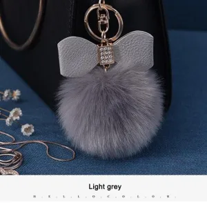 Women Trinkets Leather Bow Keychain