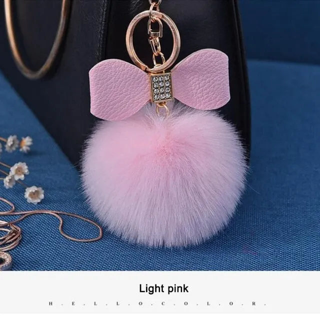 Women Trinkets Leather Bow Keychain