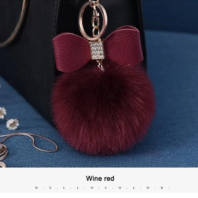 Women Trinkets Leather Bow Keychain