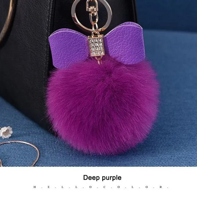 Women Trinkets Leather Bow Keychain