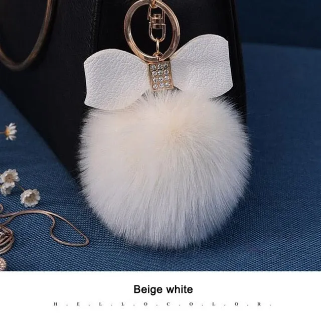 Women Trinkets Leather Bow Keychain