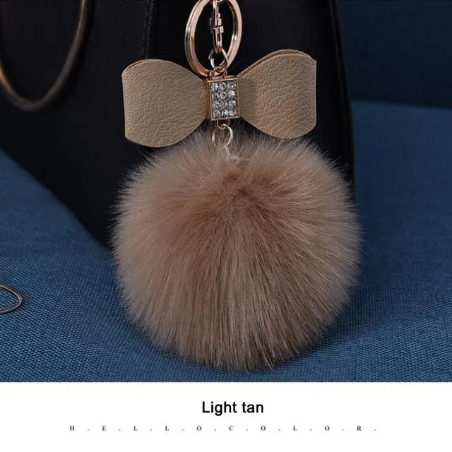 Women Trinkets Leather Bow Keychain