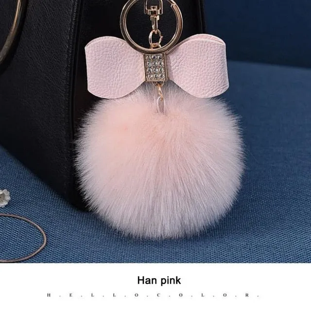 Women Trinkets Leather Bow Keychain