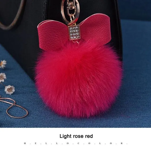 Women Trinkets Leather Bow Keychain