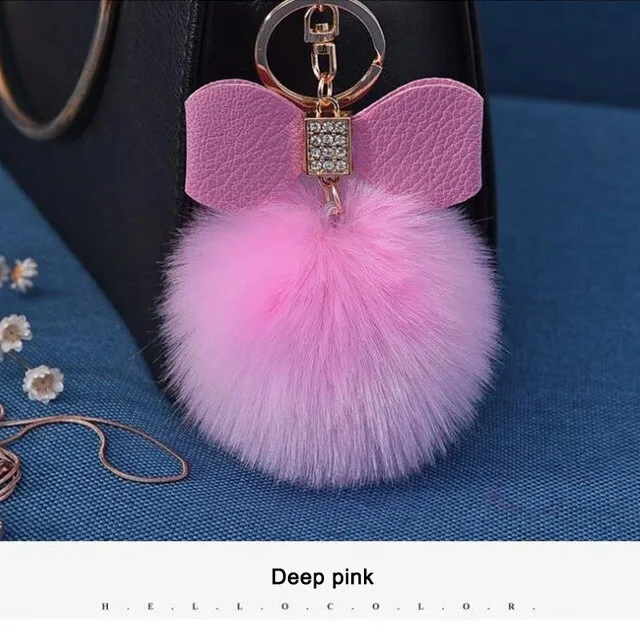 Women Trinkets Leather Bow Keychain