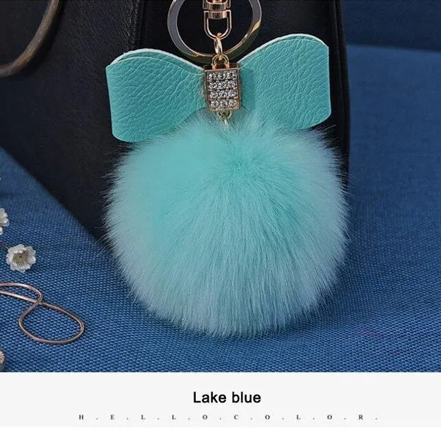 Women Trinkets Leather Bow Keychain